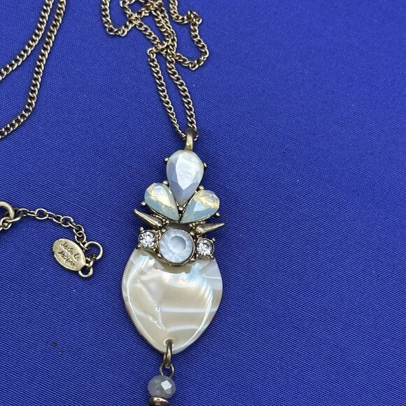 Long Jade & Jasper Gold-Tone Pendant Necklace Crystals & Tassel - Picture 9 of 10